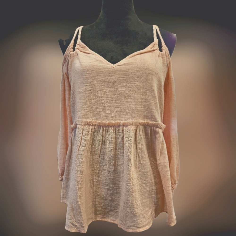 NWOT "JESSICA SIMPSON" MUSLIN OPEN SHOULDER PLUNGE NECK & BRAIDED BACK LINE SZ-M - Picture 2 of 8